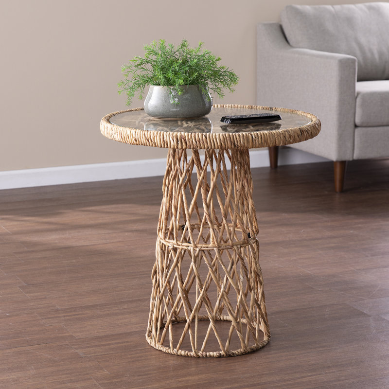 Bayou Breeze Glass Top Pedestal End Table & Reviews Wayfair